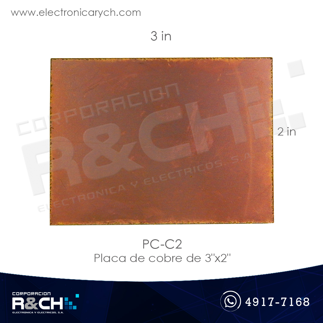 PC-C2 placa de cobre de 3&quot;x2&quot;