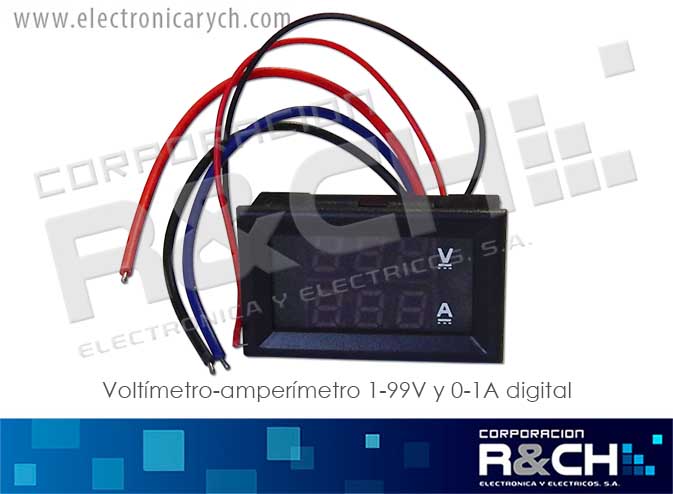 VADC10010 voltimetro-amperimetro 1-99V y 0-10A digital