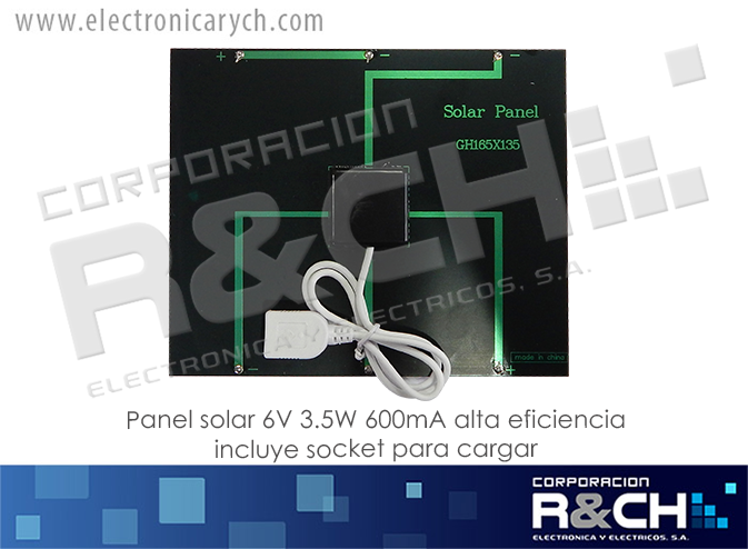 PS-635C panel solar 6V 3.5W 600mA alta eficiencia incluye socket para cargar b