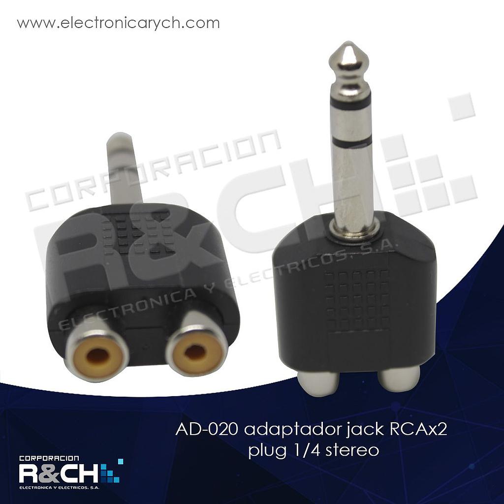 AD-020 adaptador jack RCAx2 plug 1/4 stereo P-254