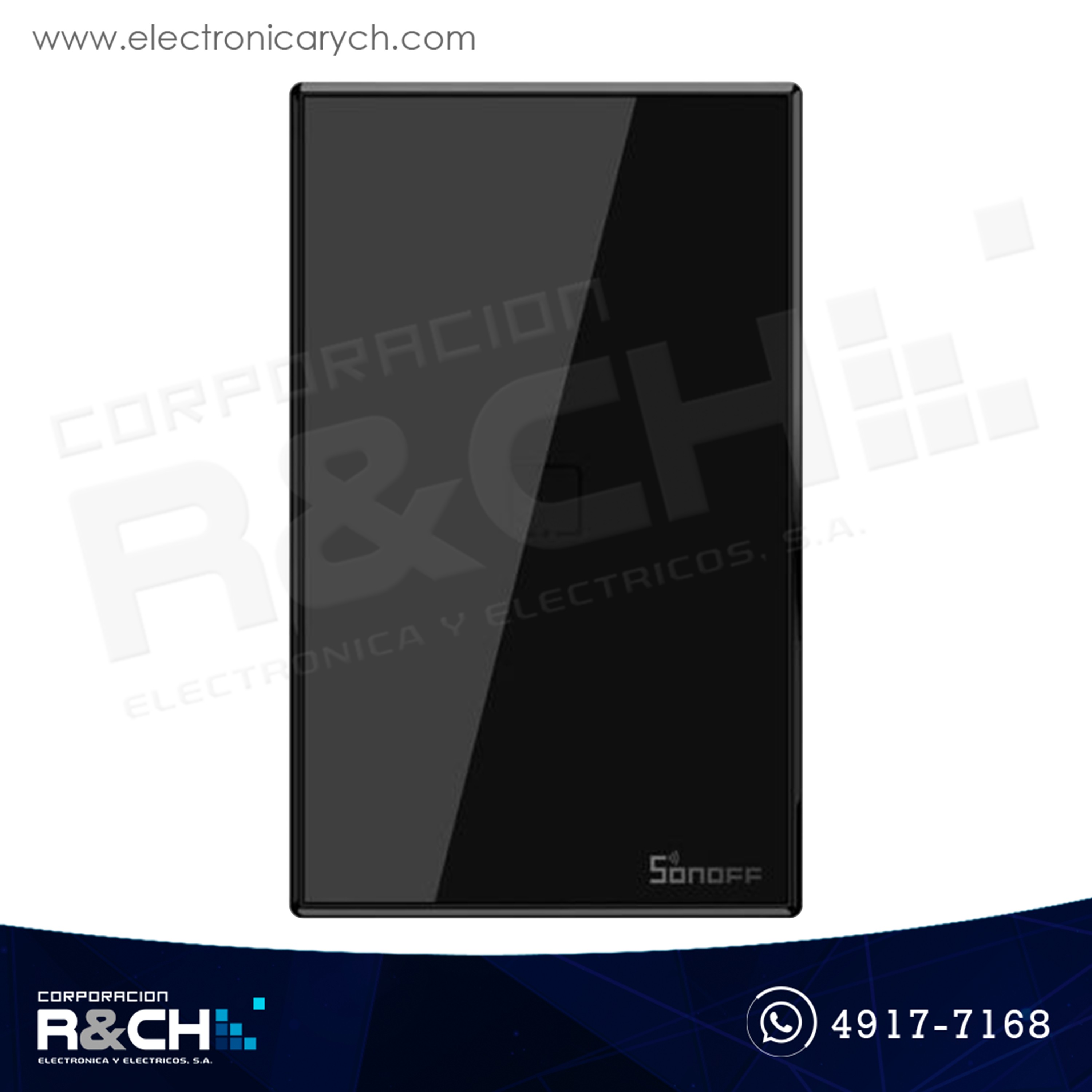 SW-T3US1C Switch Inteligente touch Sencillo para empotrar Negro wi-fi Sonoff