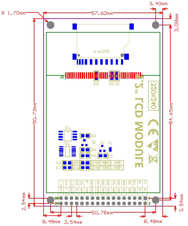 MD-32TFT modulo LCD TFT 3.2&quot; 320x240 ultra HD, compatible arduino mega 2560 touch
