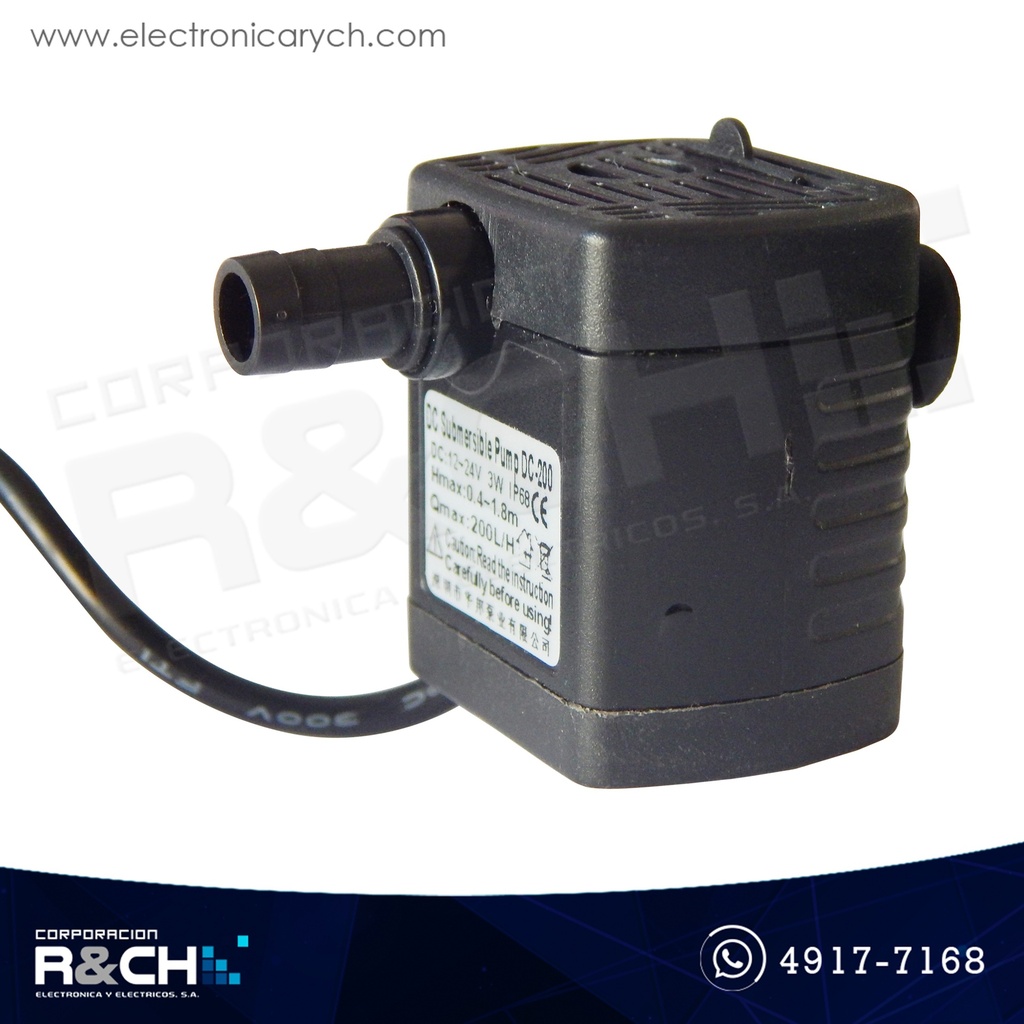 BB12 Bomba de agua 12V 240L/H 4.2W para acuario Hmax=3m