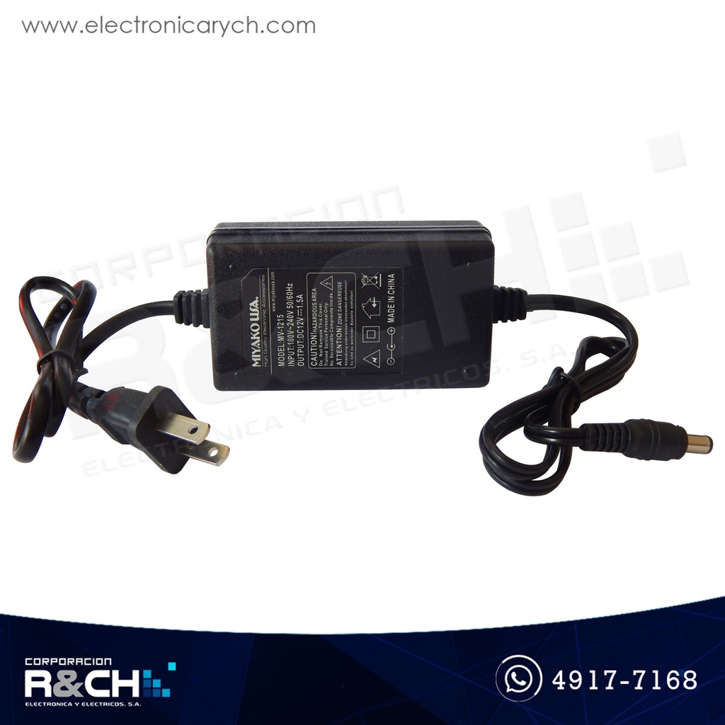 MV-1215 Adaptador 120VAC a 12VDC 1.5A miyako