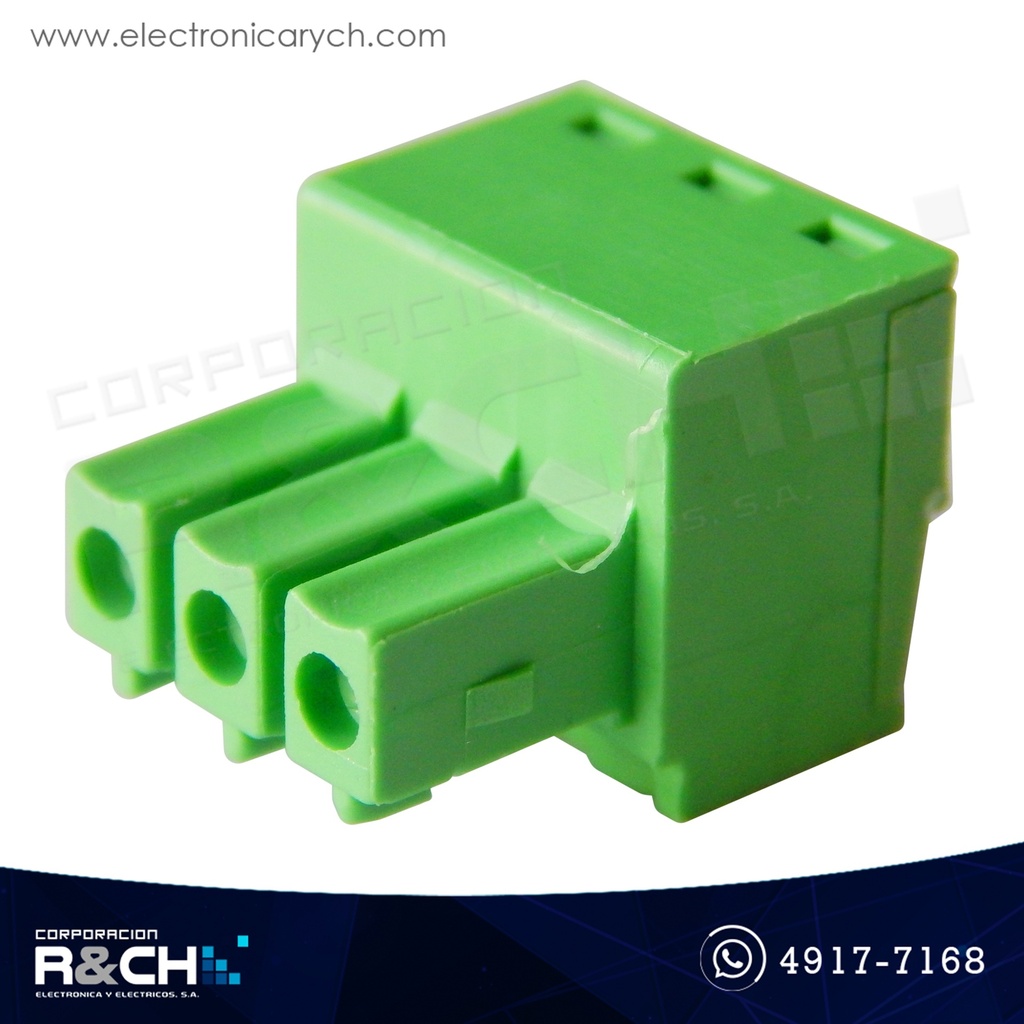 TN-3P381 Terminal Block + Plug 3P 3.81mm 8A Presion