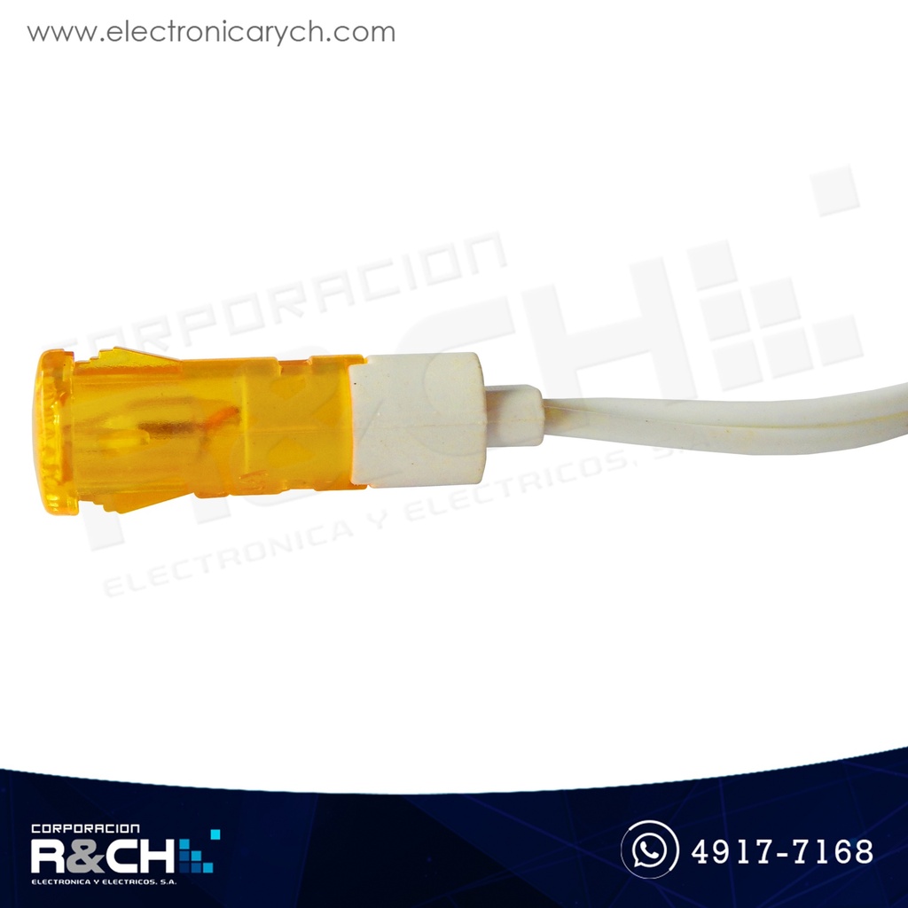 BM-MD11Y Bombilla Luz Piloto Redonda Amarilla con Cable 220V