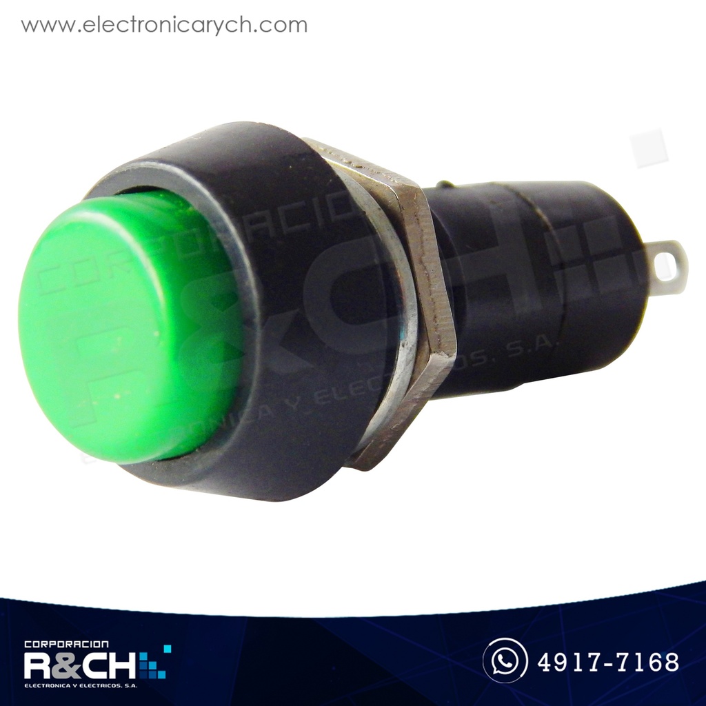 SW-P12G Pulsador Normalmente Abierto 12mm Verde Redondo