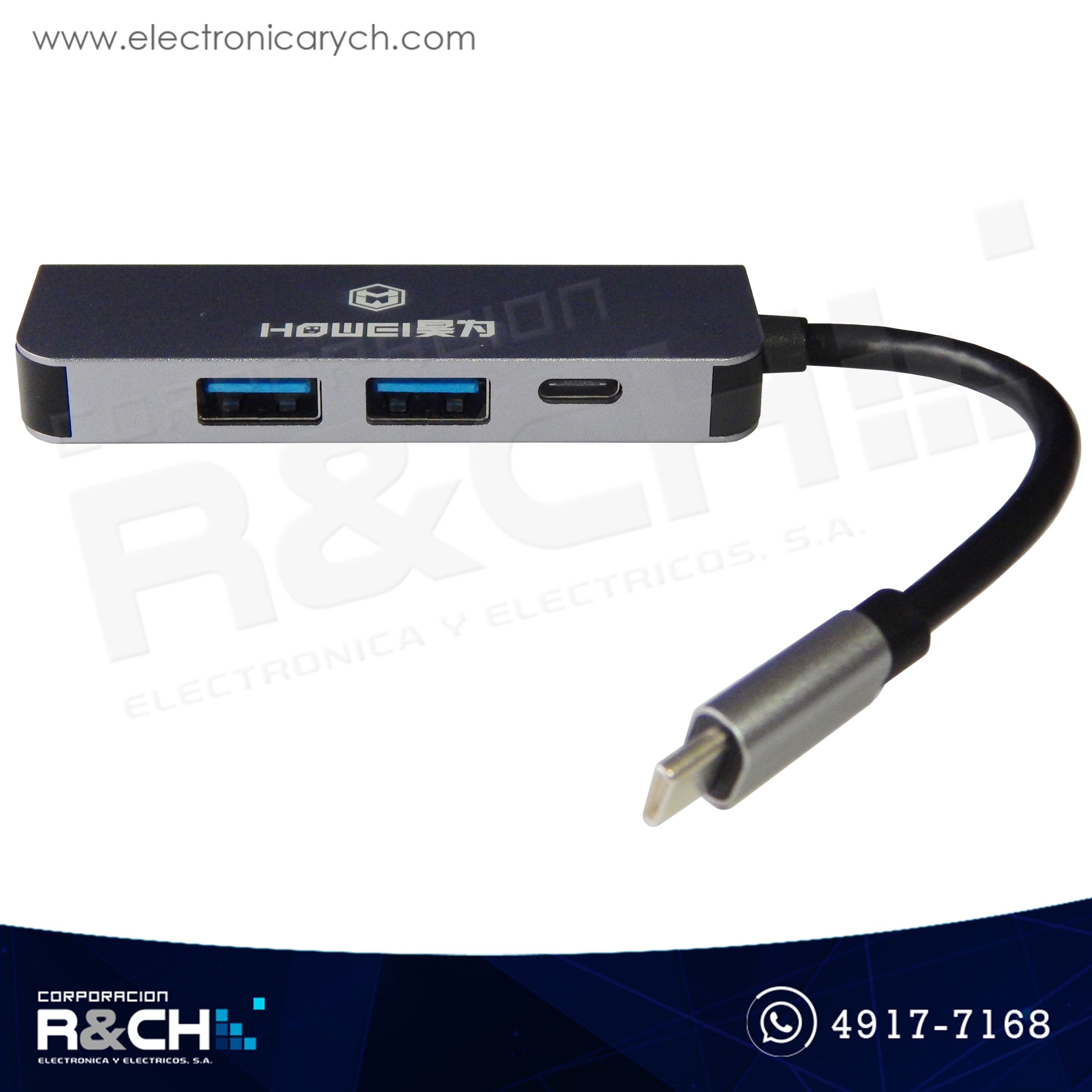 HUB-77 Hub 4 en 1 Tipo C a HDMI+2 Puertos USB3.0