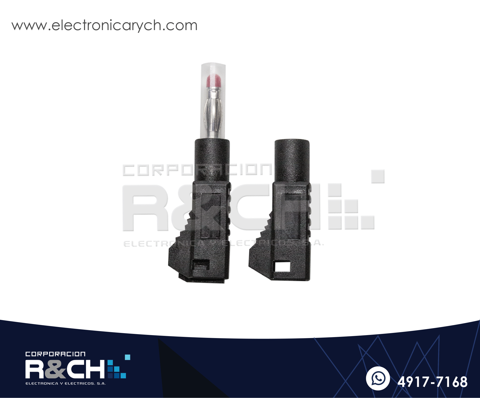 PL-343B Plug Banana Apilable Negra Aislada