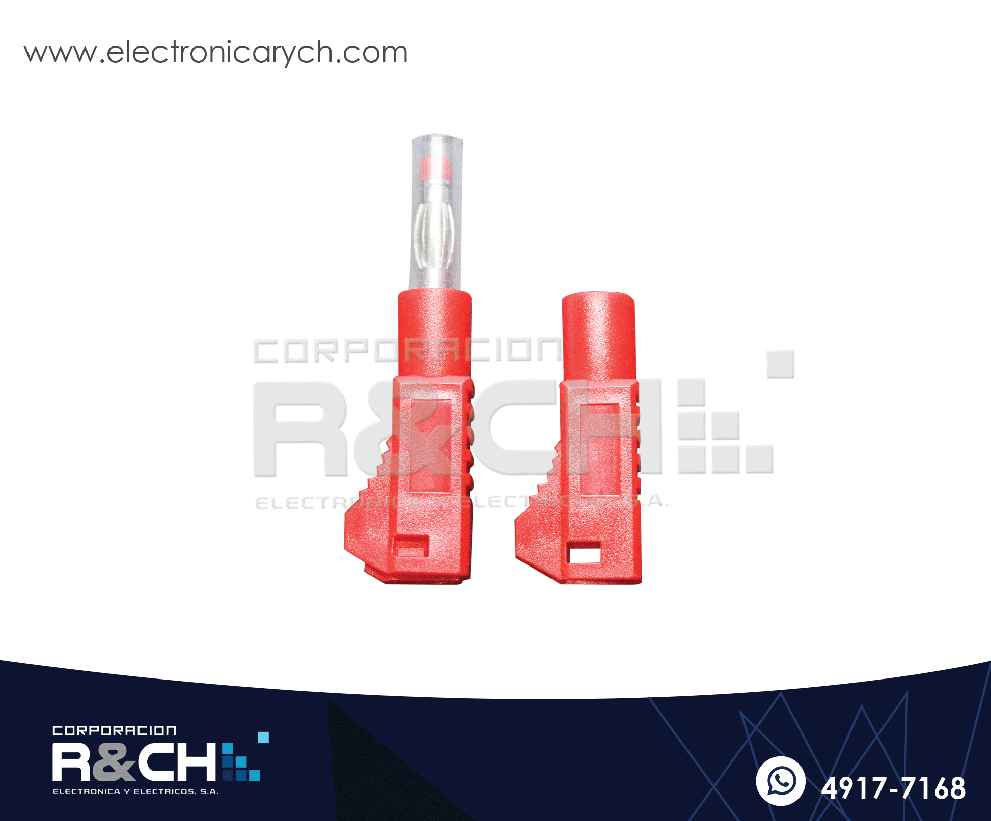 PL-343R Plug Banana Apilable Roja Aislada