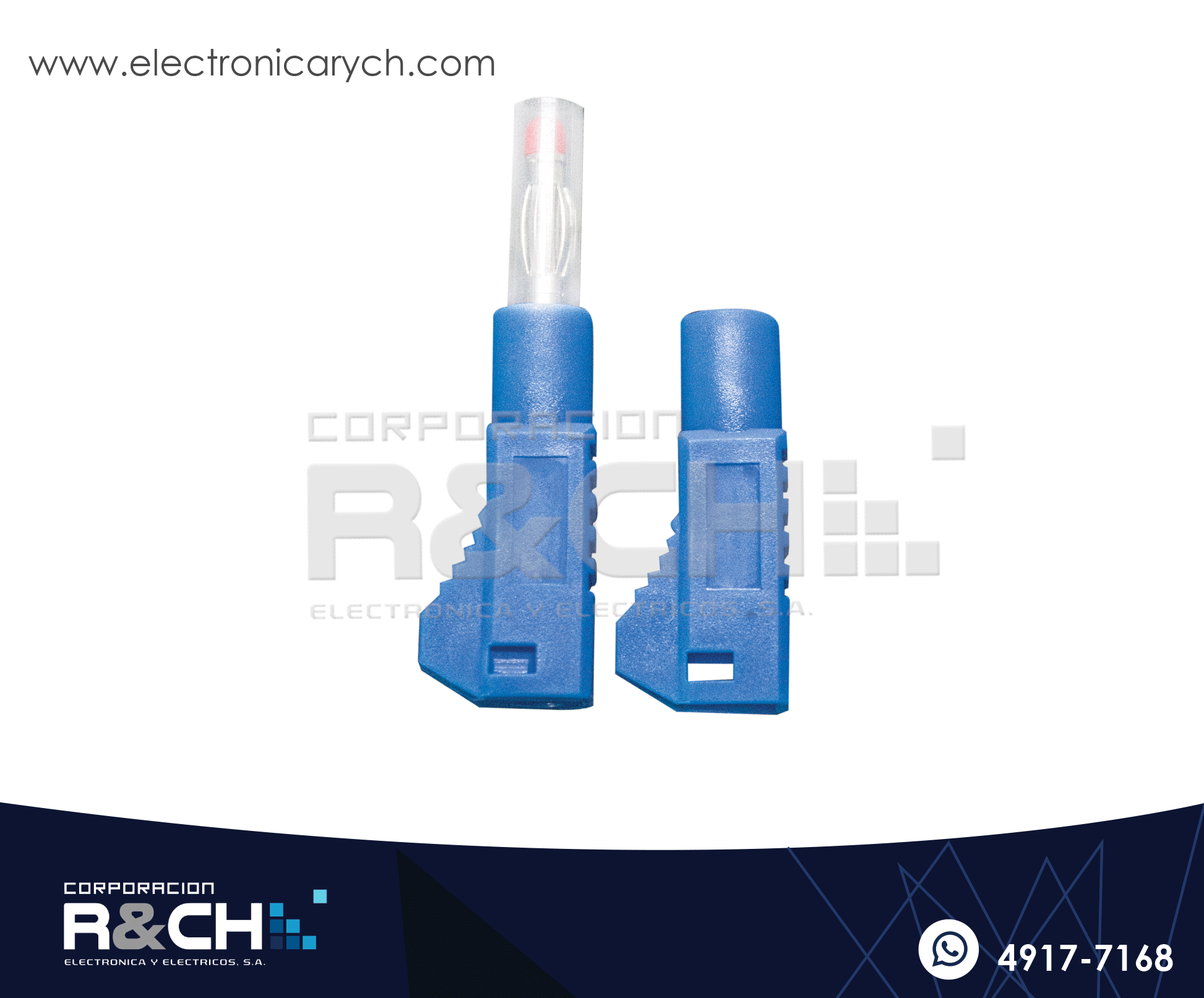 PL-343BL Plug Banana Apilable Azul Aislada