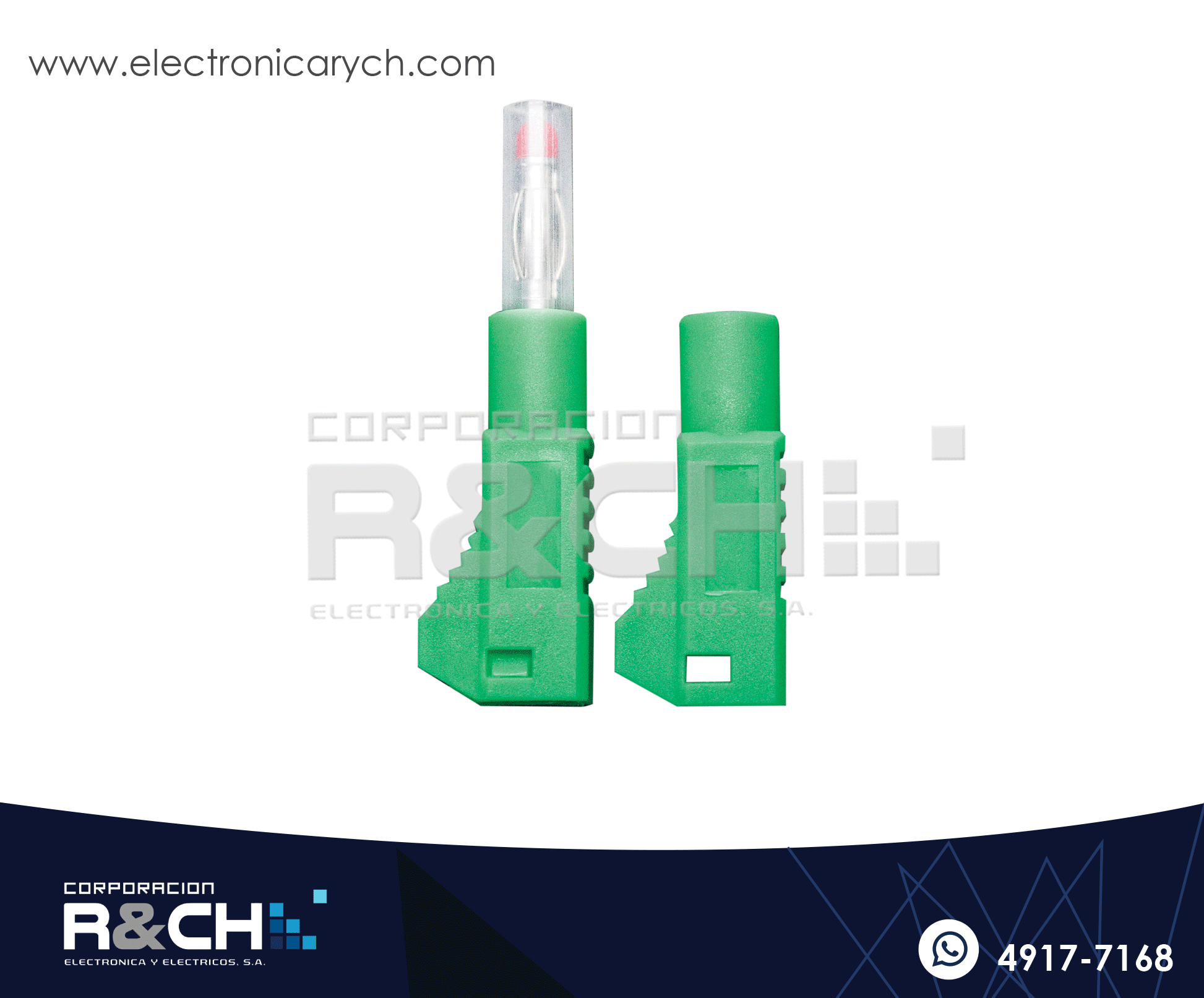 PL-343G Plug Banana Apilable Verde Aislada