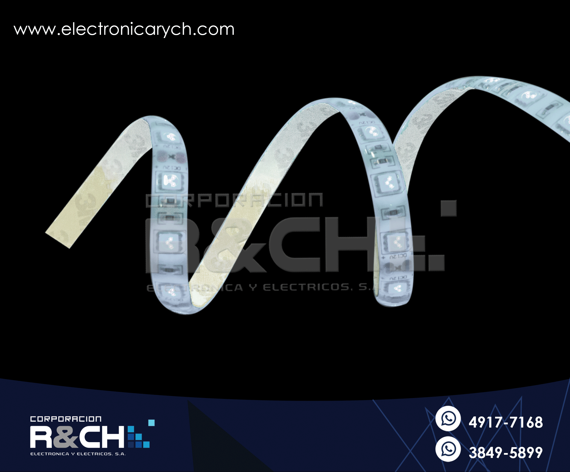 LD-5050TA tira LED flexible c-adhesivo azul p/exterior 1 metro