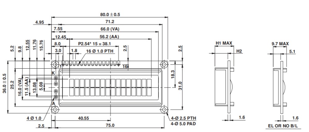 MD-LCD16X2G modulo LCD 16 caracteres, 2 filas amarillo verde con interfaz I2C seri