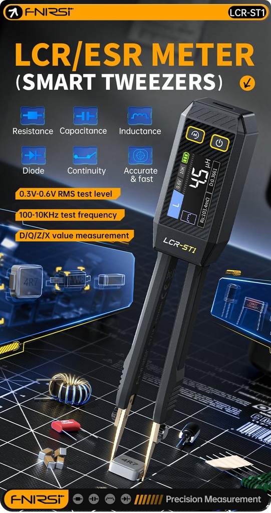 MD-LCRTST1 Tester Portatil de componentes SMD Tipo Pinza LCR-ST1