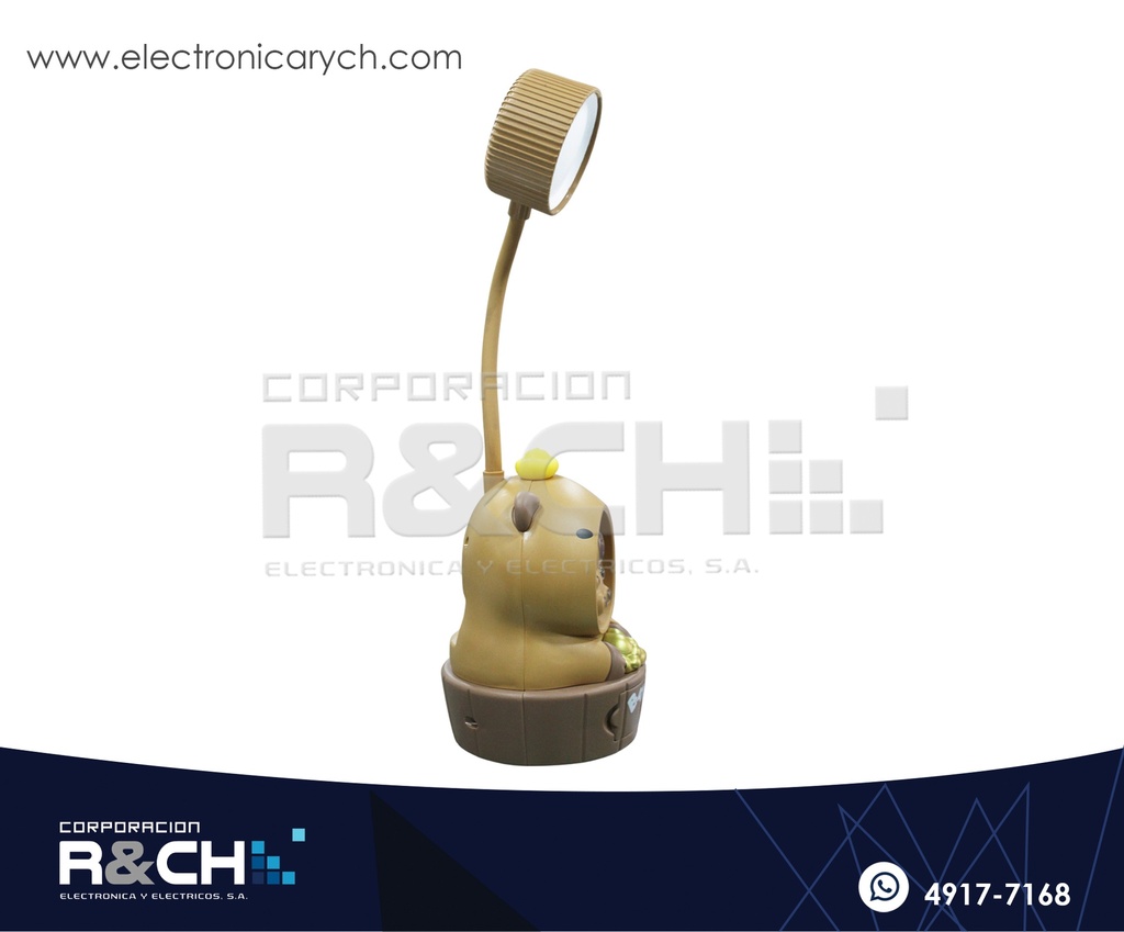 Lámpara Infantil Recargable Tipo Capibara con 3 Niveles de Luz