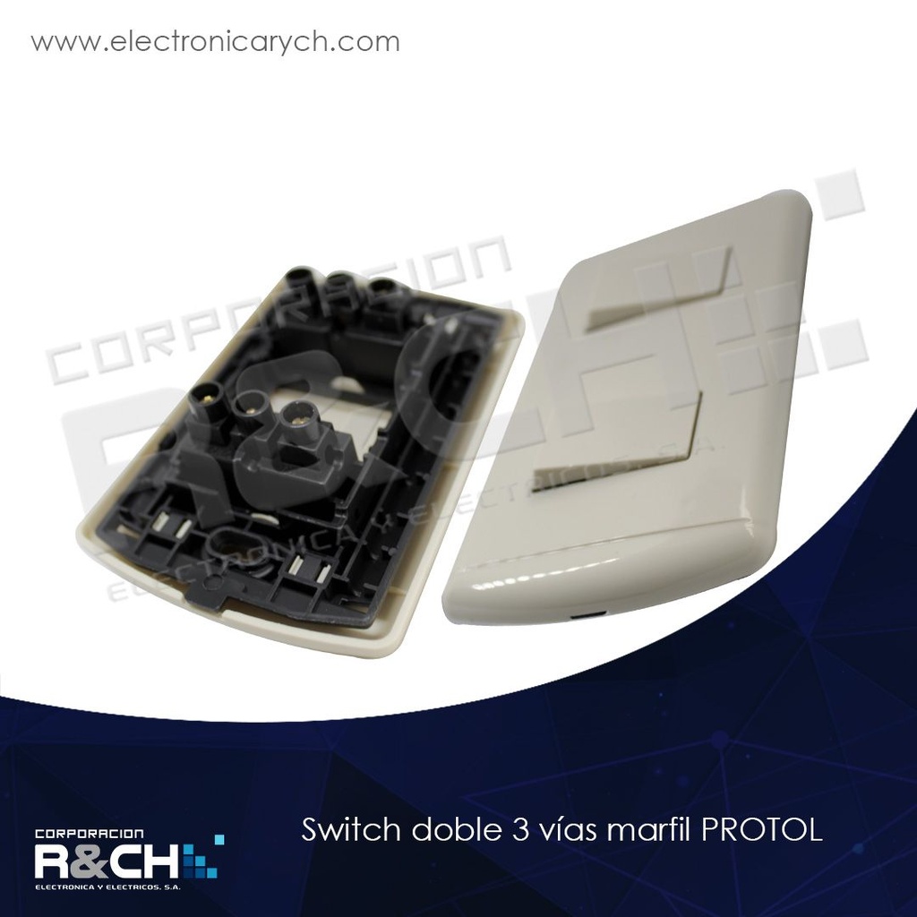 BT-1201 switch doble 3 vías marfil PROTOL