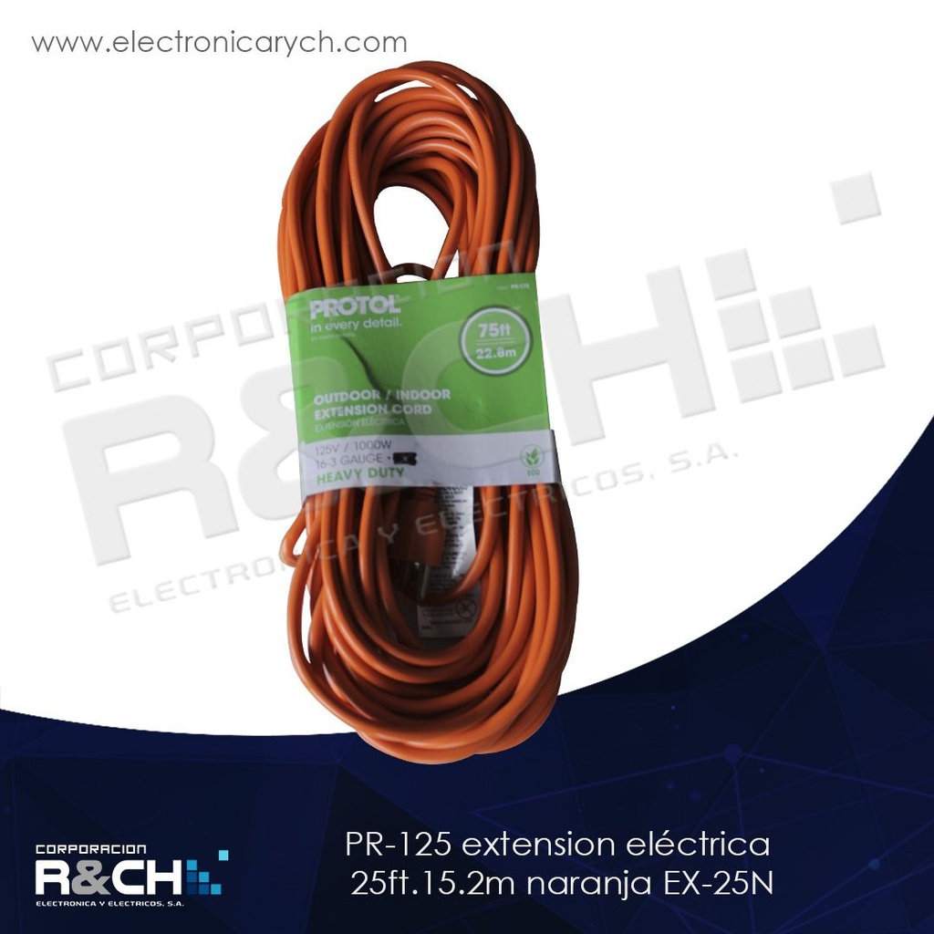 PR-125 extension eléctrica 25ft.15.2m naranja EX-25N