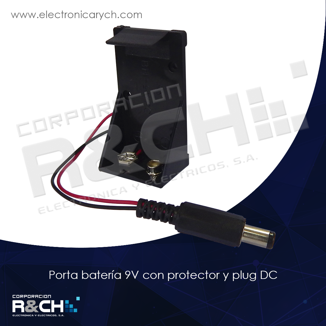 PR-B9VP porta bateria 9V con protector y plug DC