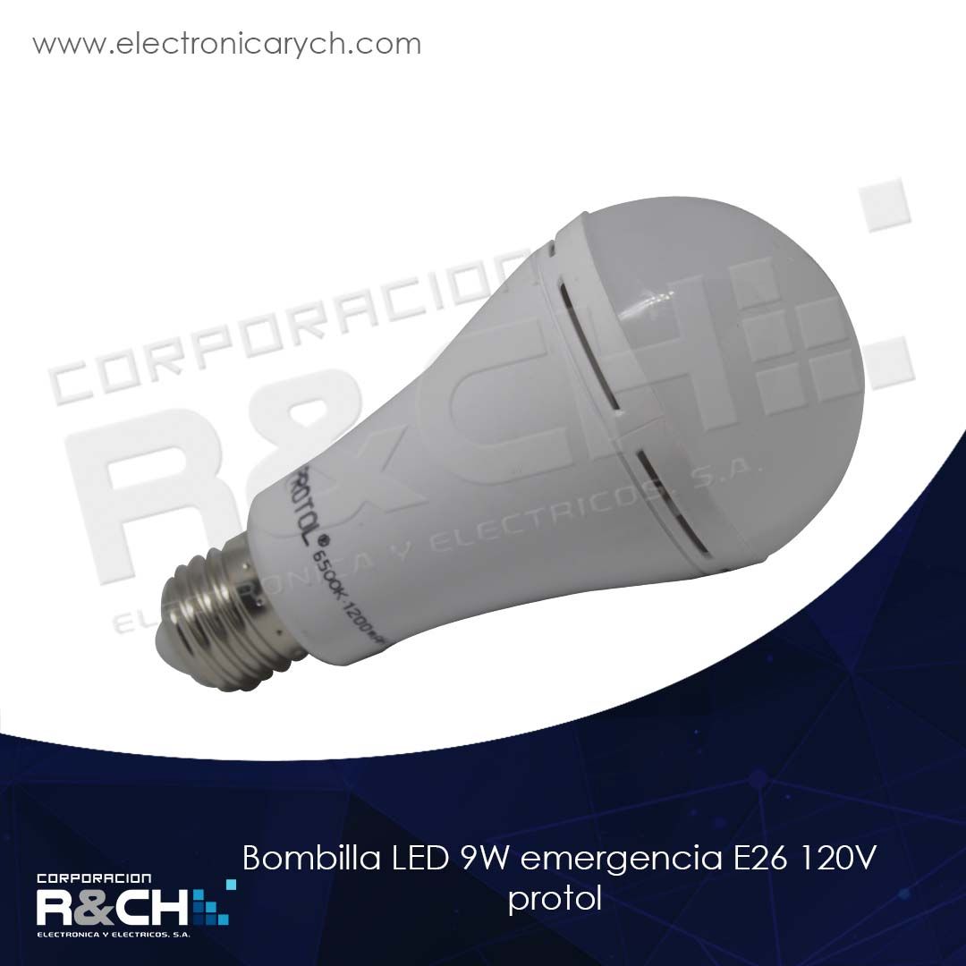 60-ELED-9W bombilla LED 9W emergencia E26 120V protol