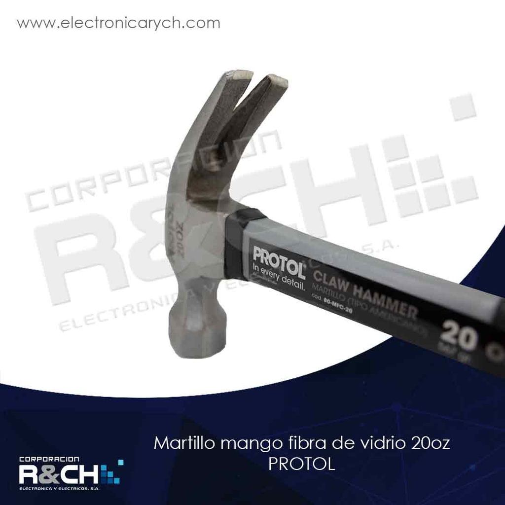 HM-80-MFC-20 martillo mango fibra de vidrio 20oz PROTOL
