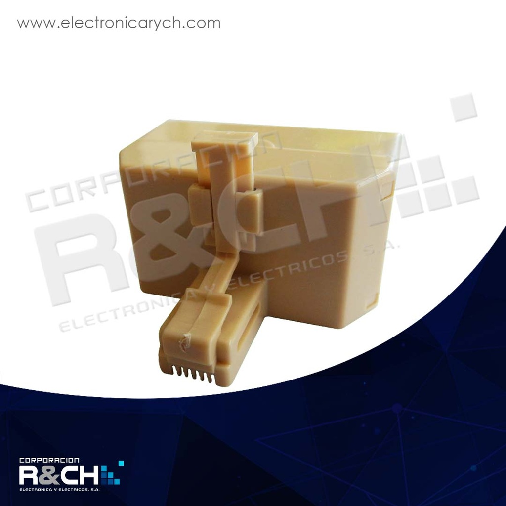 KR-203 adaptador RJ11 tres salidas jack a 1 plug, 4 contactos