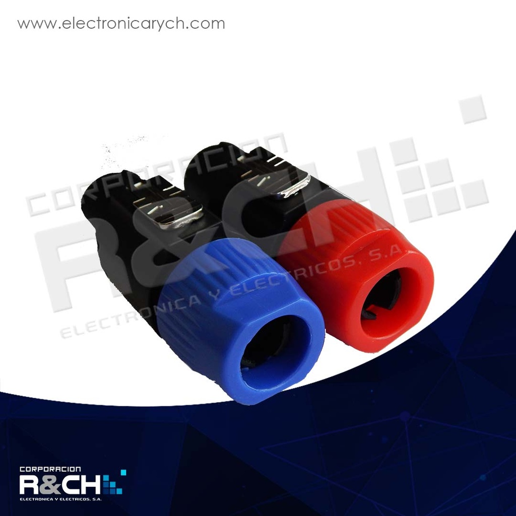 M-190 plug para bocina speakon macho 4 pin rojo azul