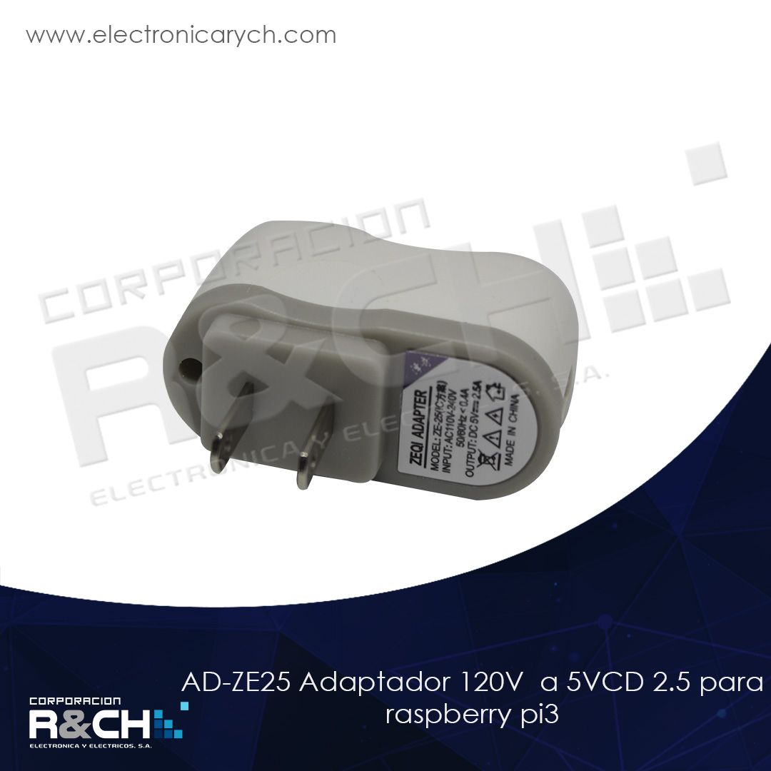 AD-ZE25 adaptador 120V a 5VDC 2.5A para raspberry Pi 3