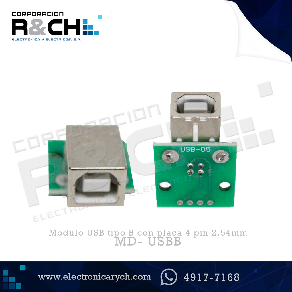 MD- USBB Modulo USB tipo B con placa 4 pin 2.54mm