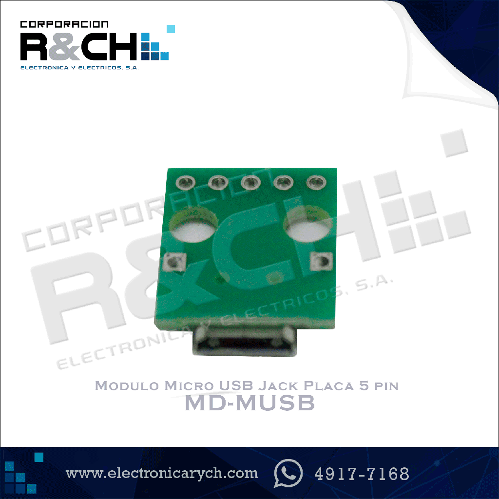 MD-MUSB Modulo Micro USB  Jack Placa 5 pin 2.54mm