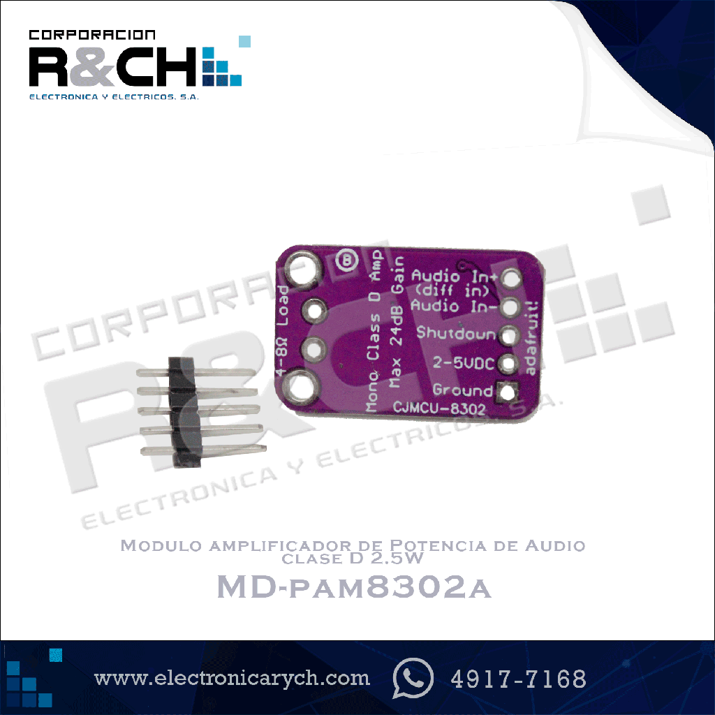 MD-PAM8302A Modulo amplificador de Potencia de Audio clase D 2.5W
