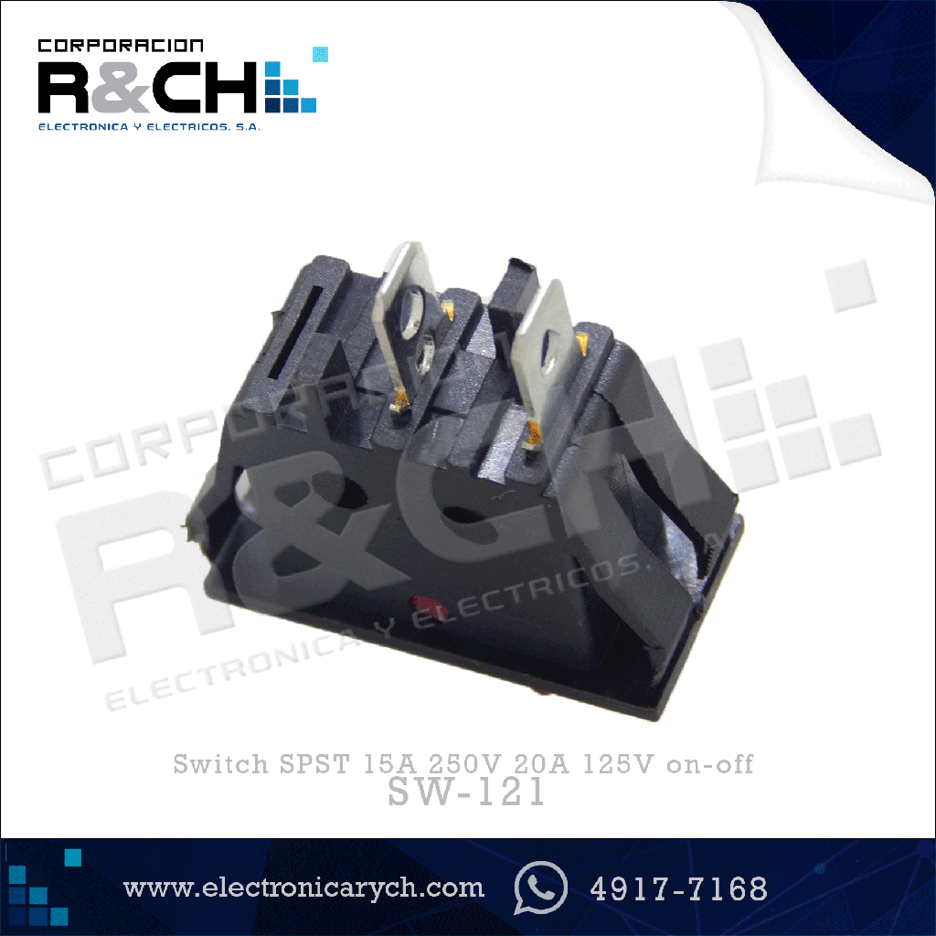 SW-121 switch SPST 15A 250V 20A 125V on-off