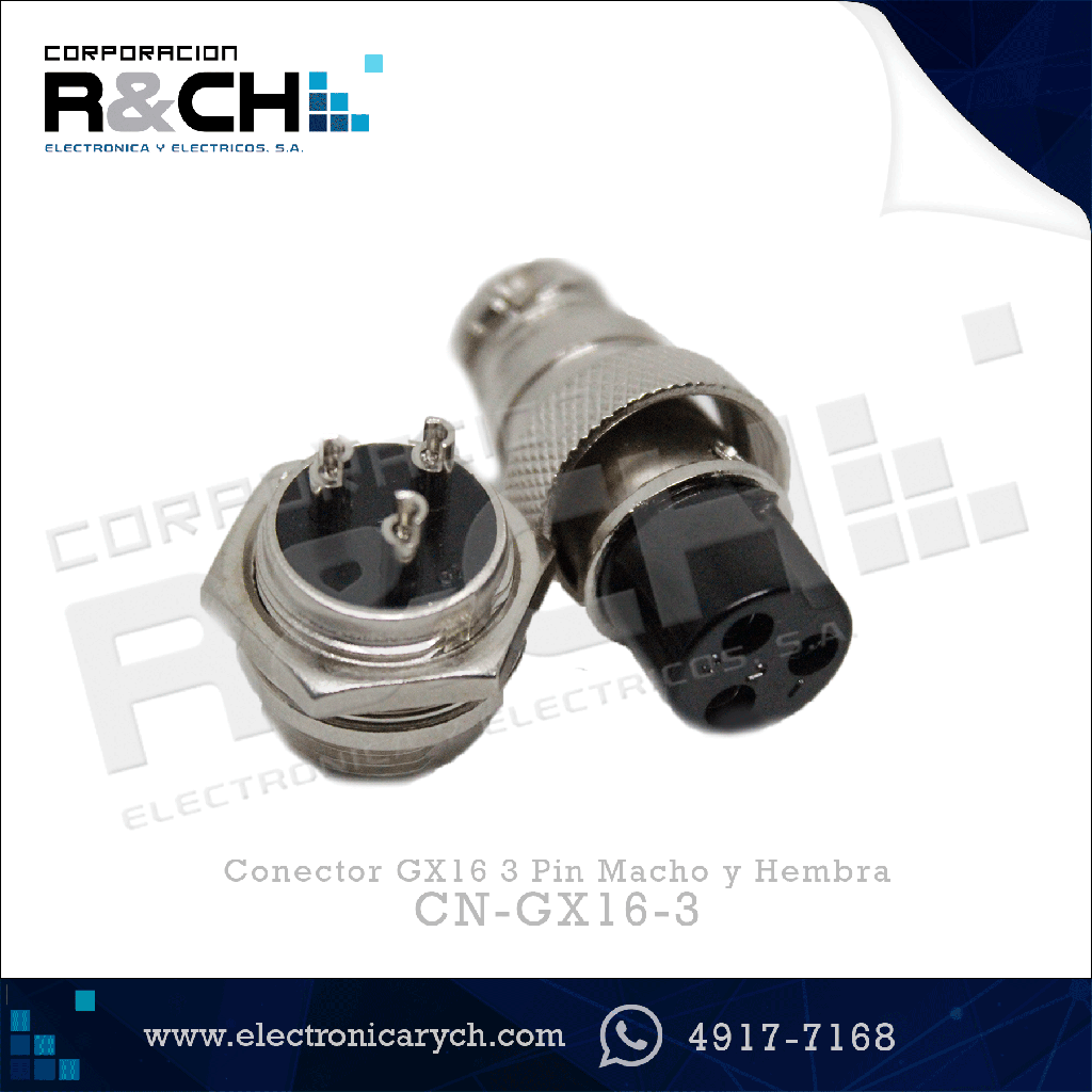 CN-GX16-3 Conector GX16 3 Pin Macho y Hembra