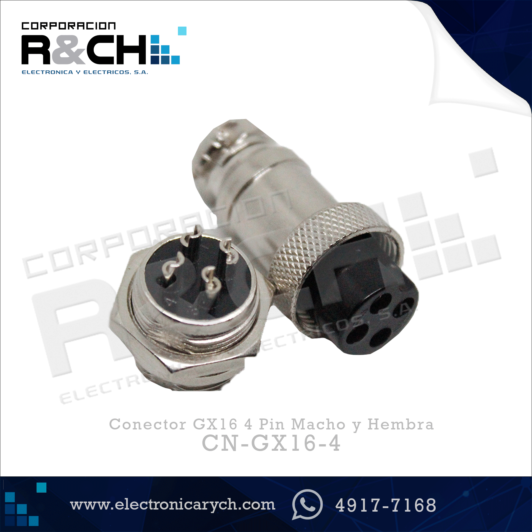 CN-GX16-4 Conector GX16 4 Pin Macho y Hembra