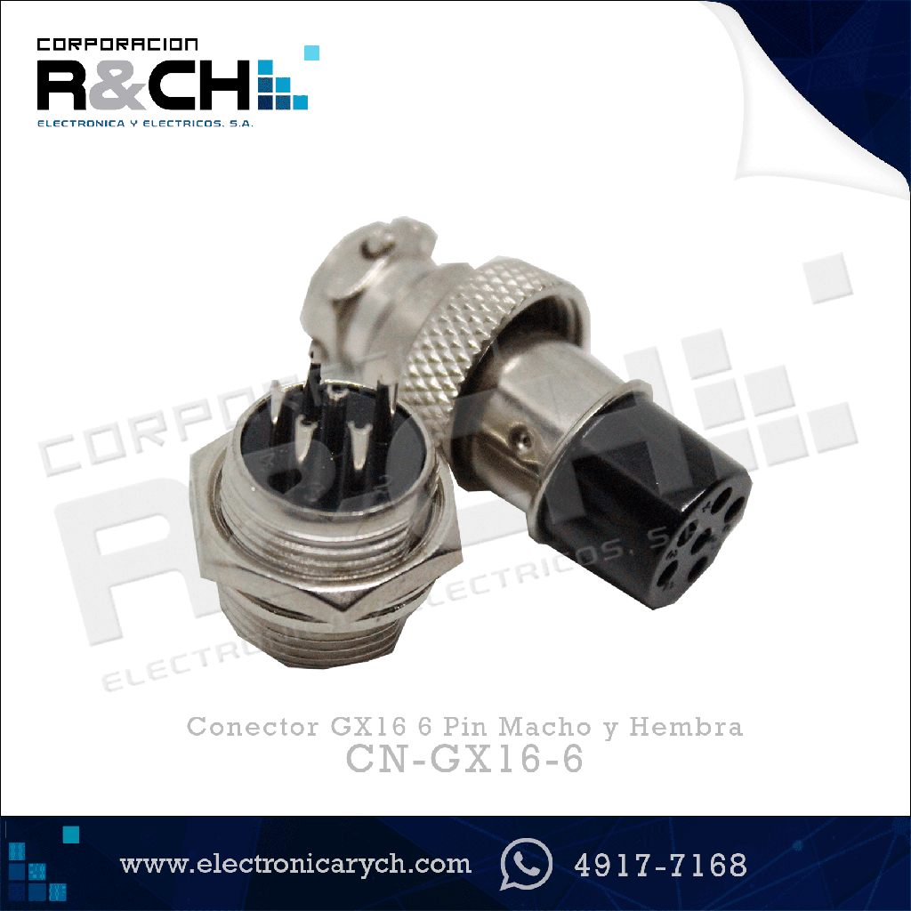 CN-GX16-6 Conector GX16 6 Pin Macho y Hembra