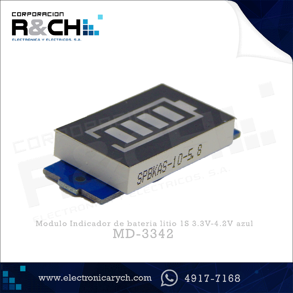 MD-3342 Modulo Indicador de bateria litio 1S 3.3V-4.2V azul