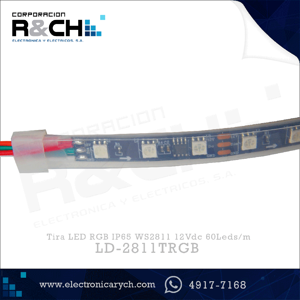 LD-2811TRGB Tira LED RGB IP65 WS2811 12Vdc 60Leds/m