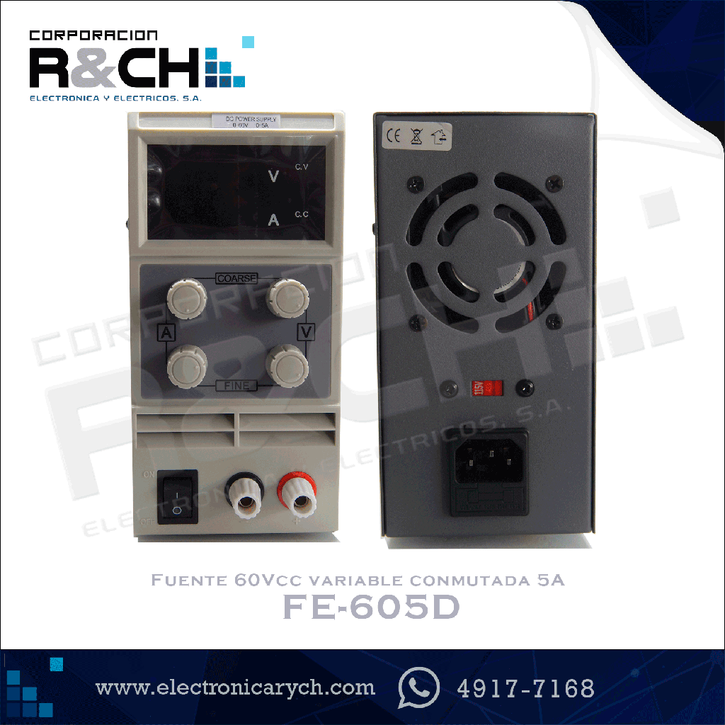 FE-605D Fuente 60Vcc variable conmutada 5A