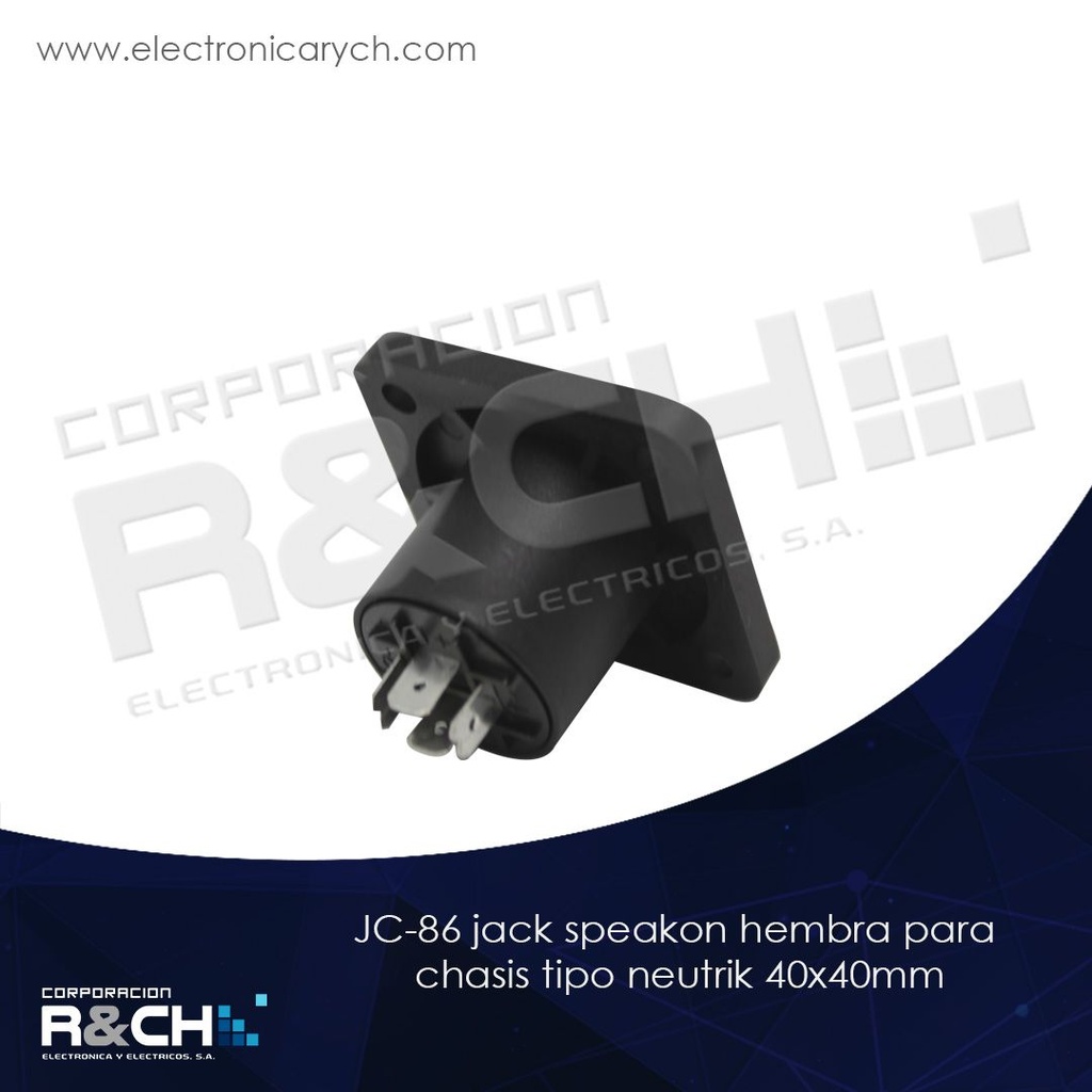 JC-86 jack speakon hembra para chasis tipo neutrik 40x40mm