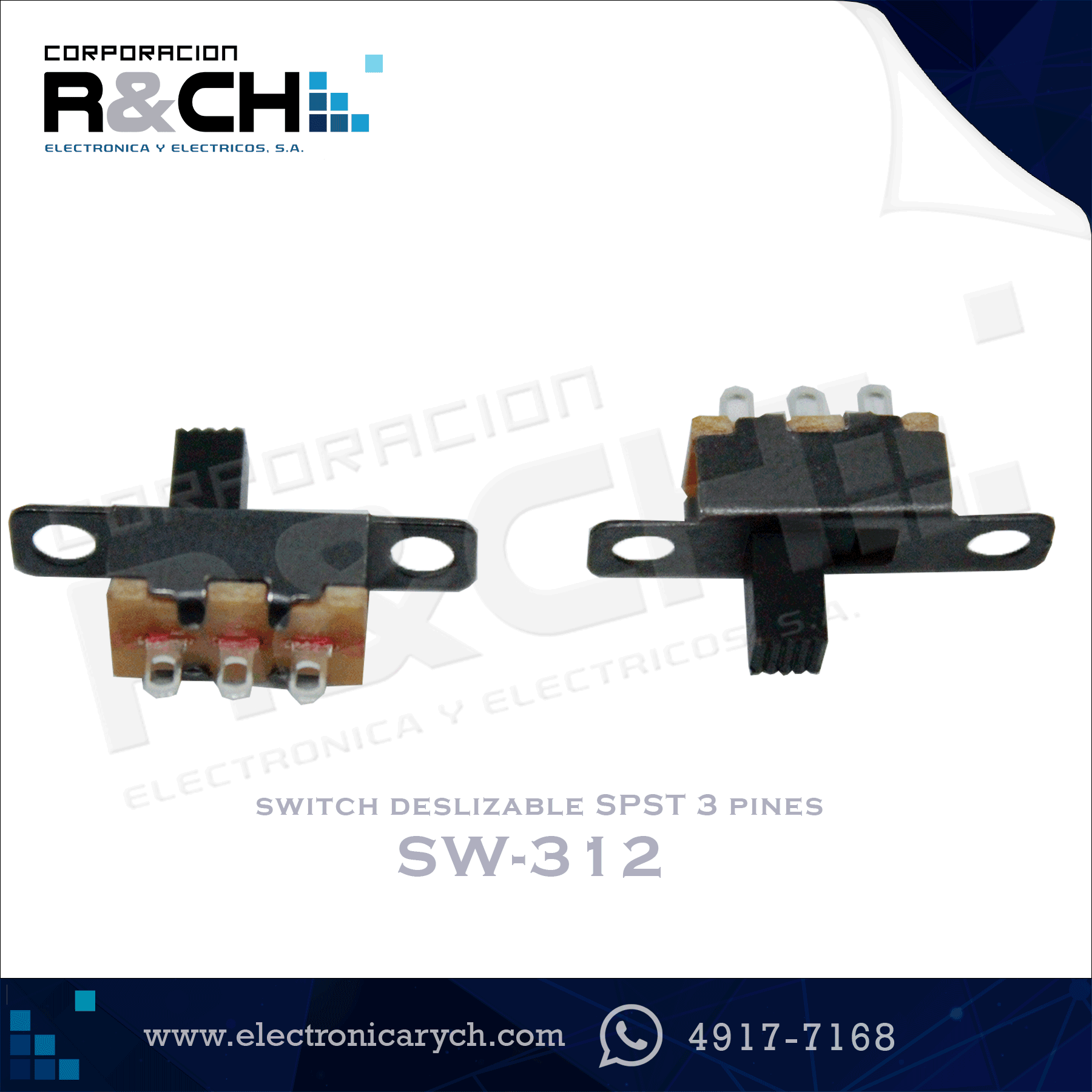 SW-312 switch deslizable SPST 3 pines