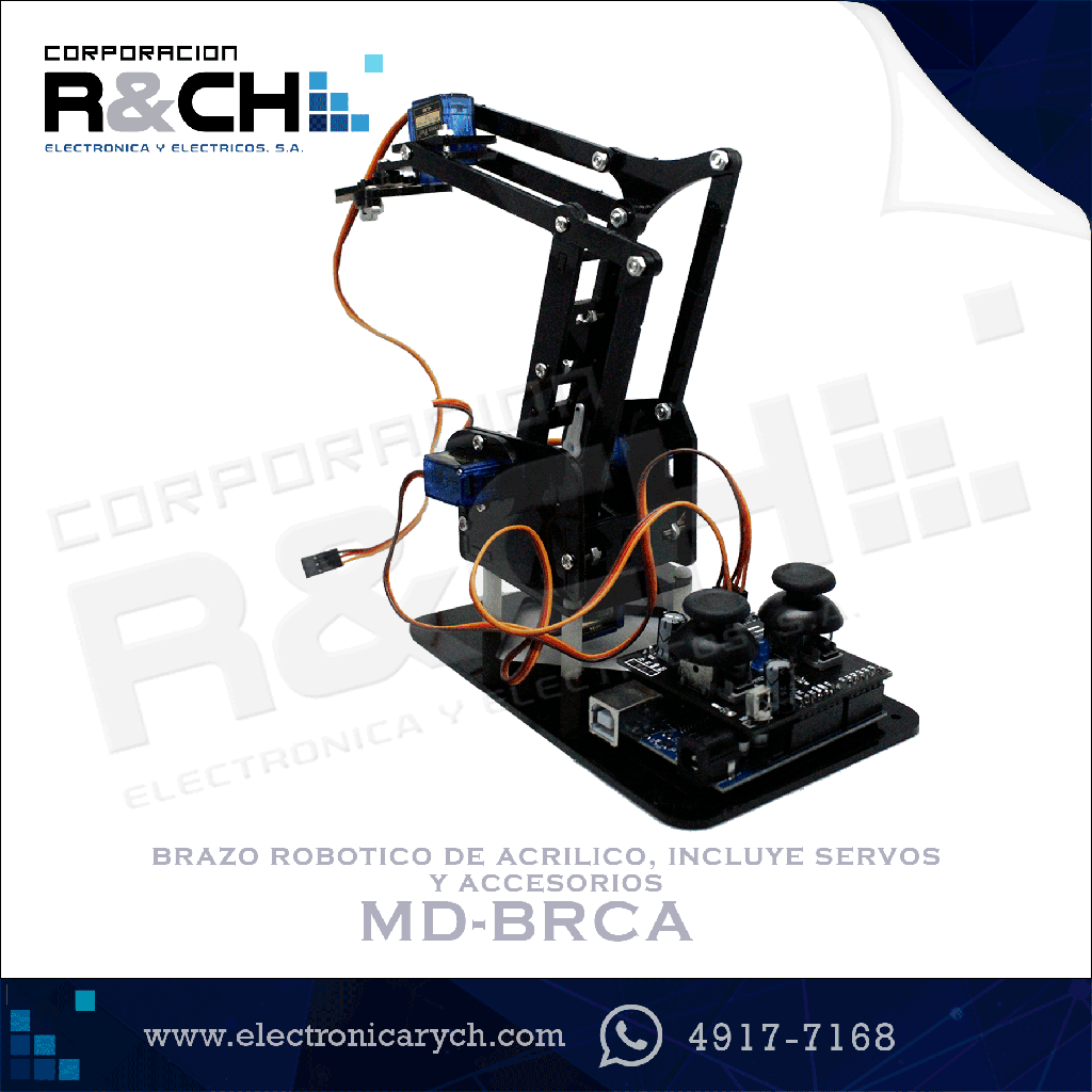 MD-BRCA brazo robotico de acrilico, incluye servos y accesorios