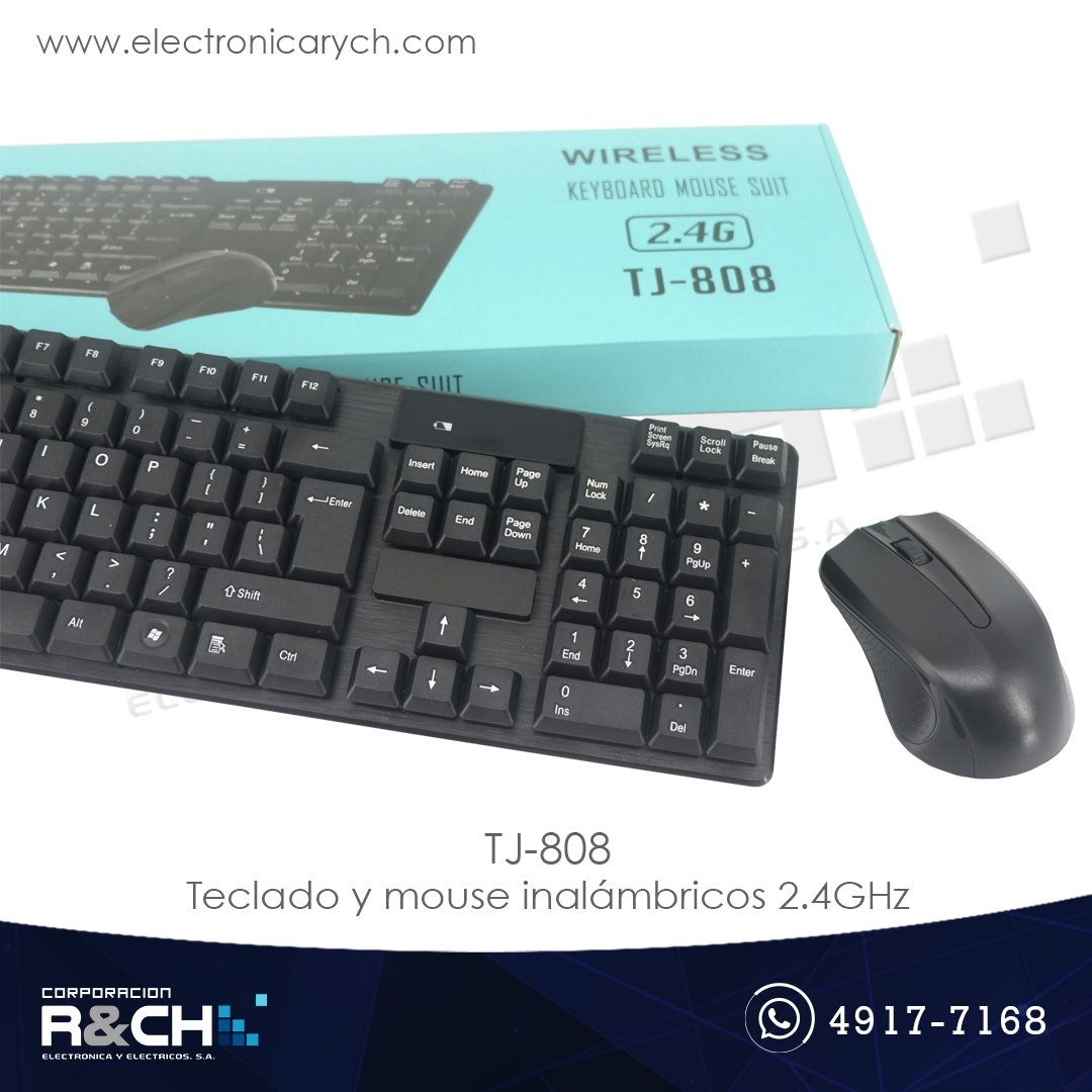 TJ-808 Teclado y mouse inalámbricos 2.4GHz