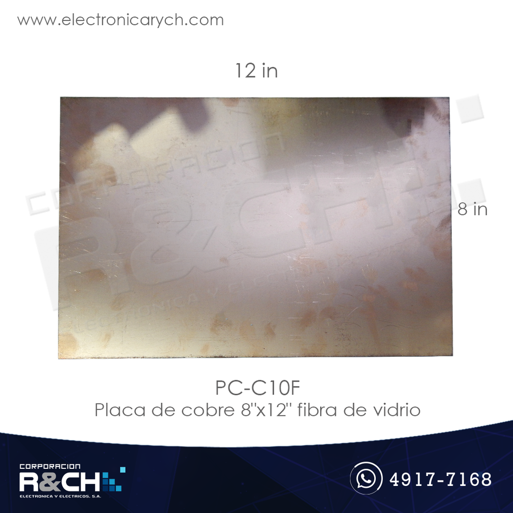 PC-C10F placa de cobre 8"x12" fibra de vidrio