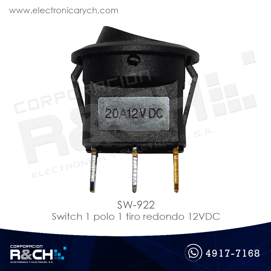 SW-922 switch 1 polo 1 tiro redondo 12VDC