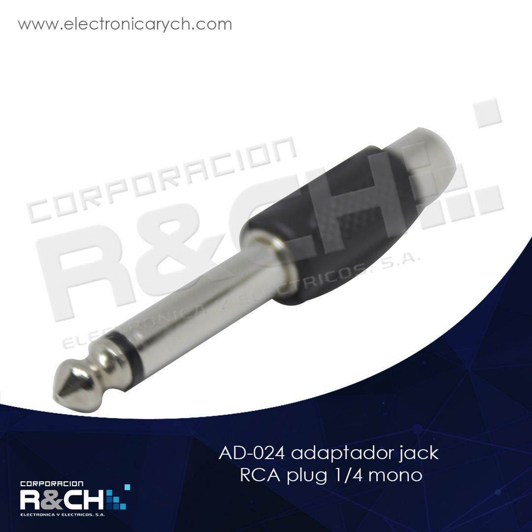 AD-024 adaptador jack RCA plug 1/4 mono