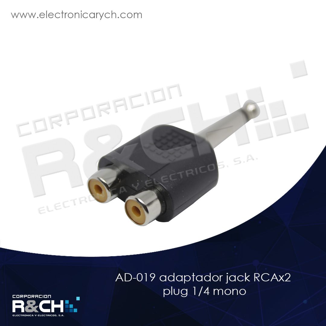 AD-019 adaptador jack RCAx2 plug 1/4 mono