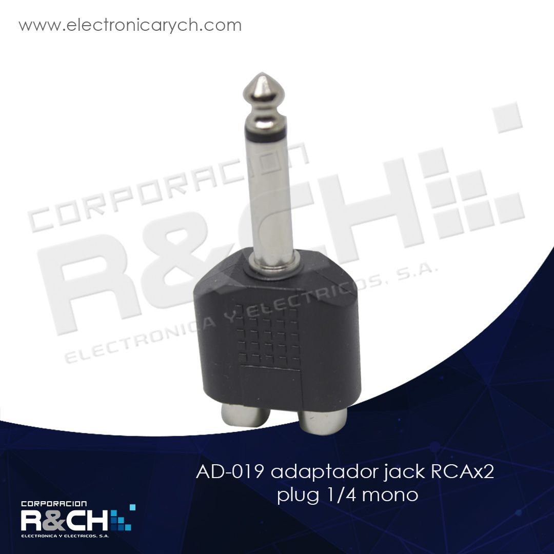 AD-019 adaptador jack RCAx2 plug 1/4 mono