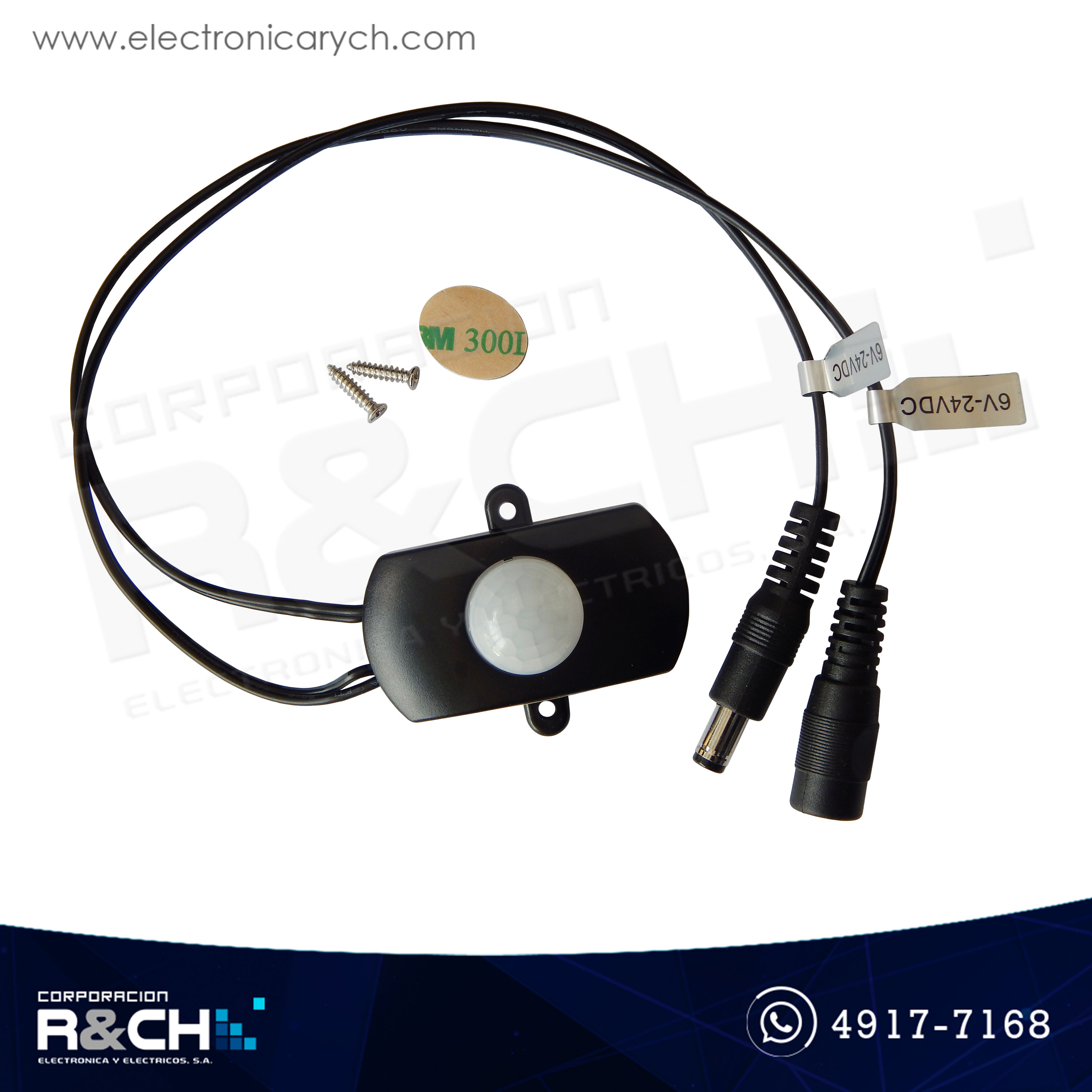 MD-PIR23 Modulo sensor de movimiento 12-24V con cables plug