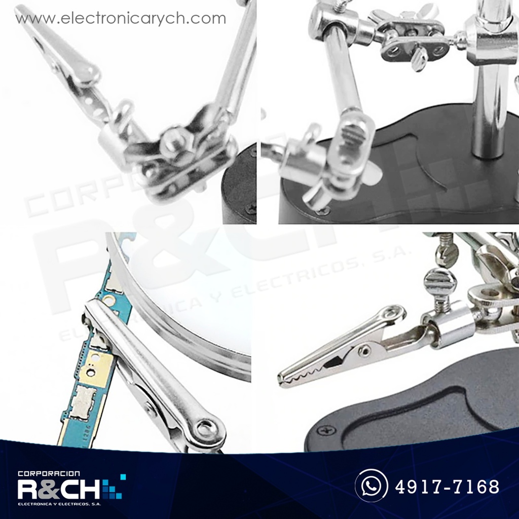 SP-HH6 soporte o tercera mano con lupa y porta cautin