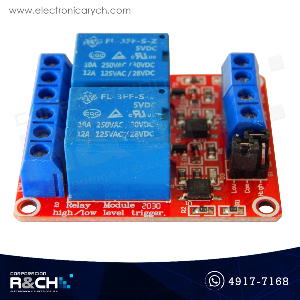 RL-2C-5/15P Relay módulo 2 channel 5V 1 polo 2 tiros con optoacoplador
